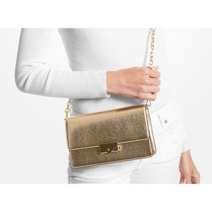Michael Kors Cece Medium Metallic Faux Leather Clutch